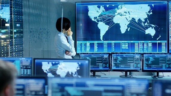 A person seeing the map in digital screen